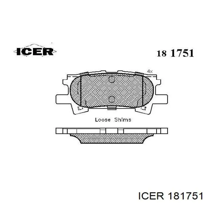 Задние тормозные колодки 181751 Icer