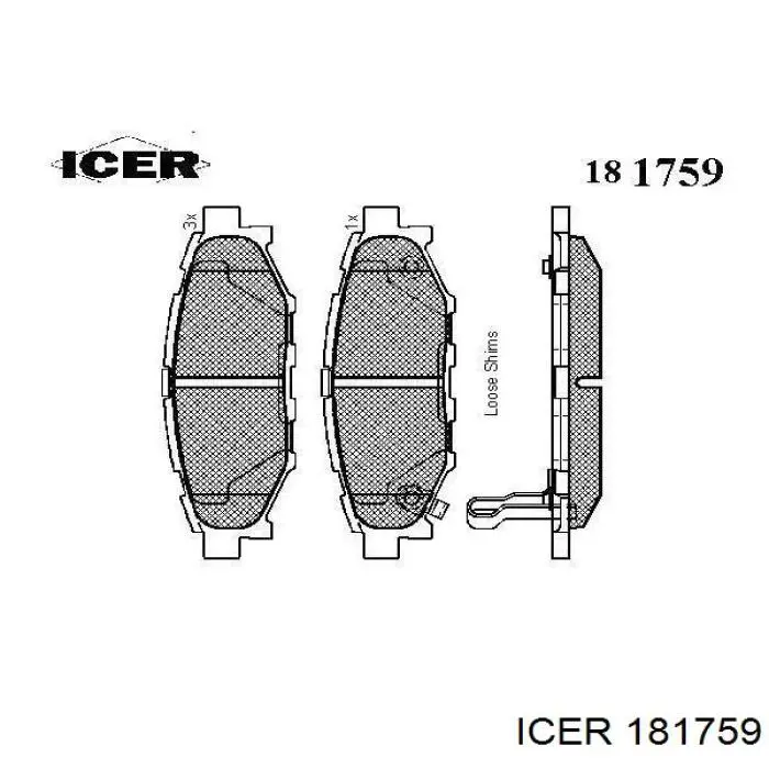 Pastillas de freno traseras 181759 Icer
