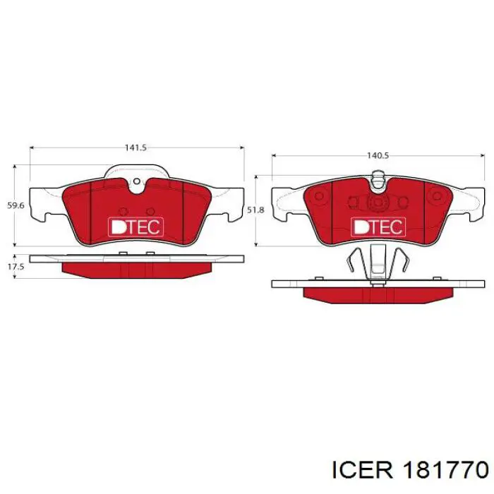 Задние тормозные колодки 181770 Icer