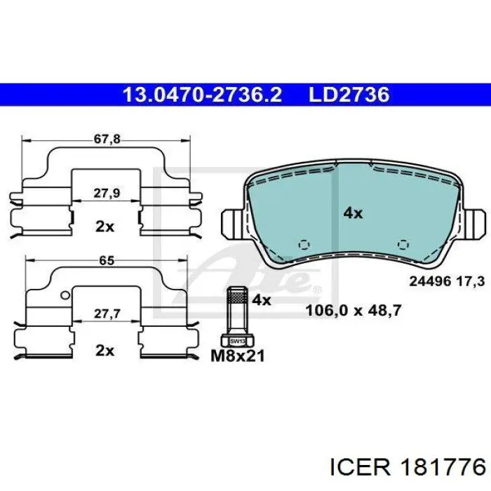 Колодки дисковые  Icer 181776 цена, от 22.67 USD