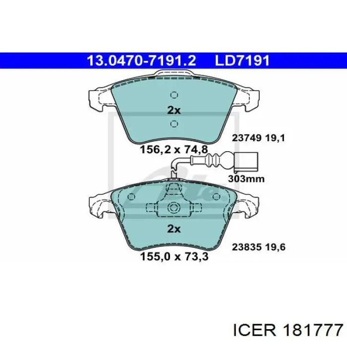 Колодки Icer 181777 цена, от 36.44 USD