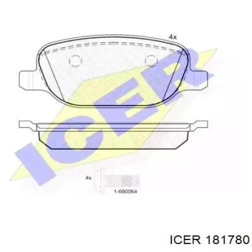 181780 Icer колодки тормозные задние дисковые