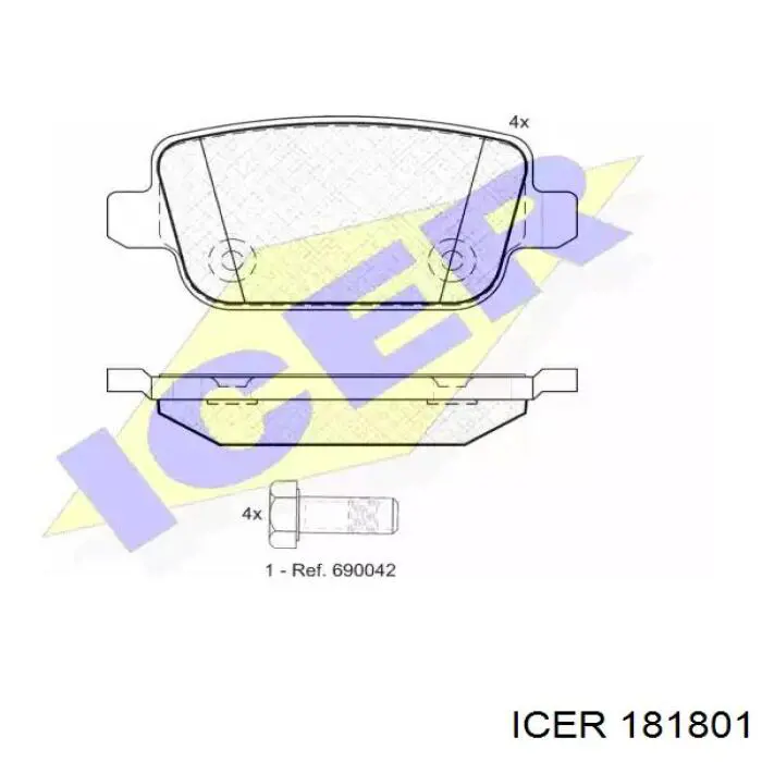 Задние тормозные колодки 181801 Icer