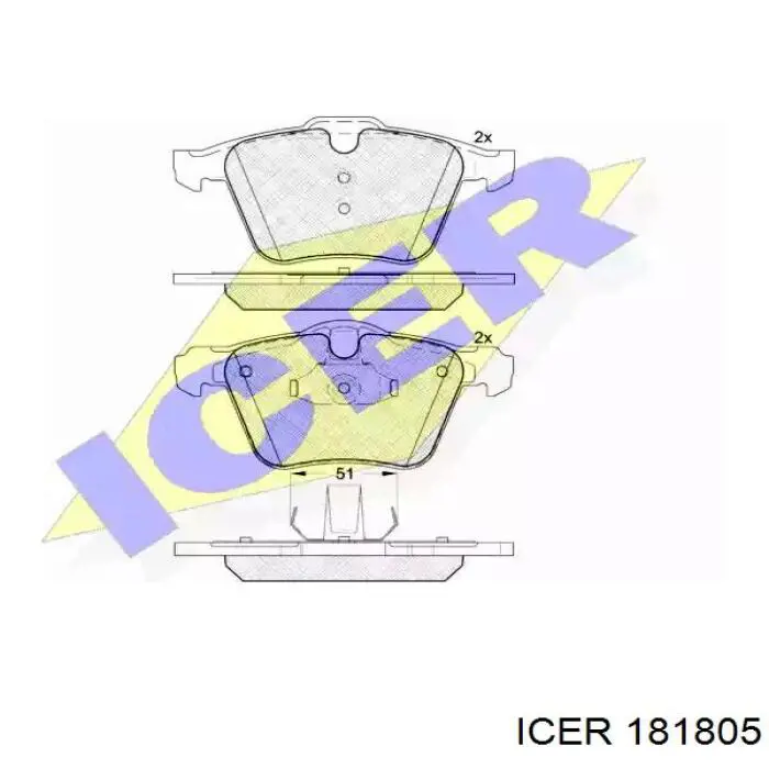 181805 Icer колодки тормозные передние дисковые