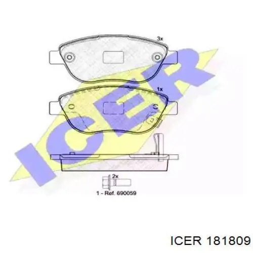 181809 Icer колодки тормозные передние дисковые