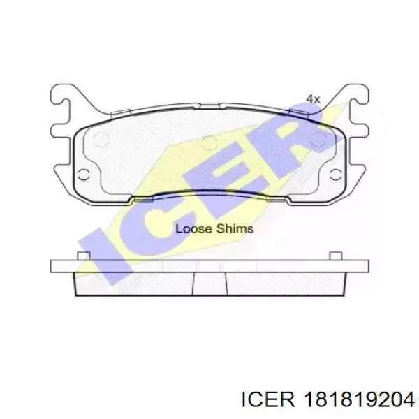 Задние тормозные колодки 181819204 Icer