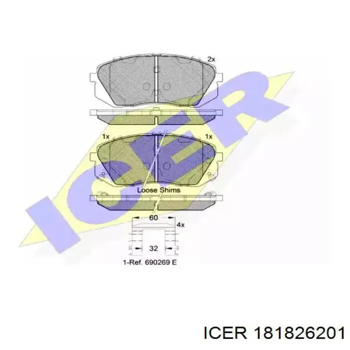 181826-201 Icer колодки тормозные передние дисковые