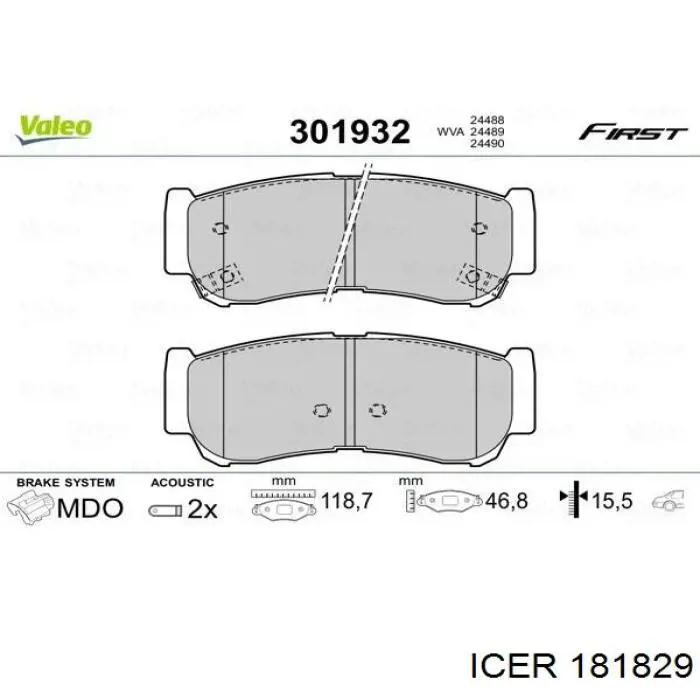 Купить 181829 Icer Колодки тормозные задние, дисковые
