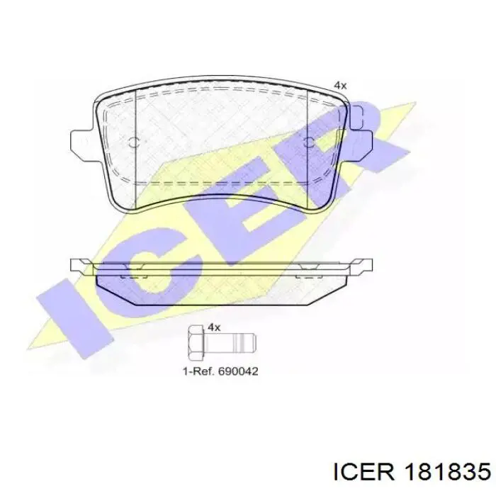 Задние тормозные колодки 181835 Icer