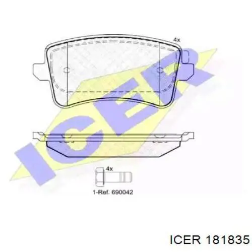 Задние тормозные колодки 181835 Icer