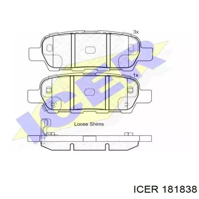 Задние тормозные колодки 181838 Icer