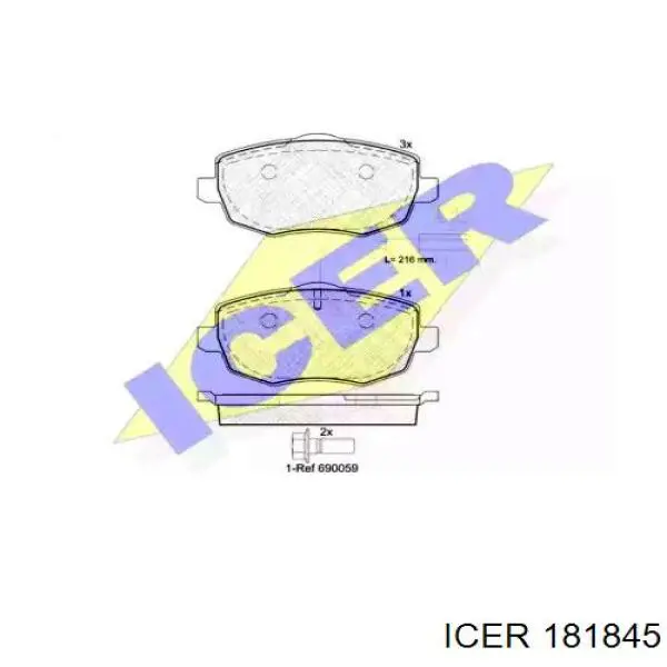 Передние тормозные колодки 181845 Icer