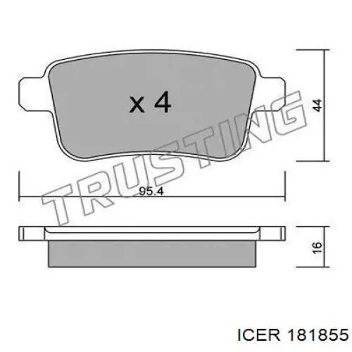 Задние тормозные колодки 181855 Icer