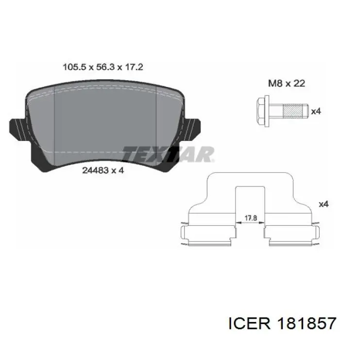 Задние тормозные колодки 181857 Icer