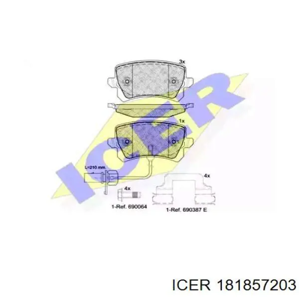 Задние тормозные колодки 181857203 Icer