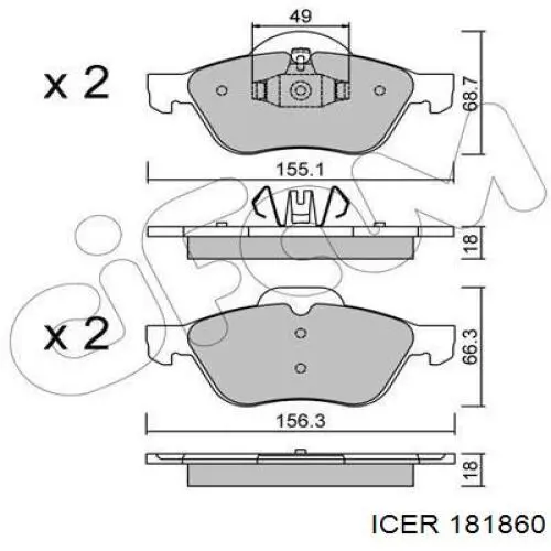 Купить 181860 Icer Колодки тормозные