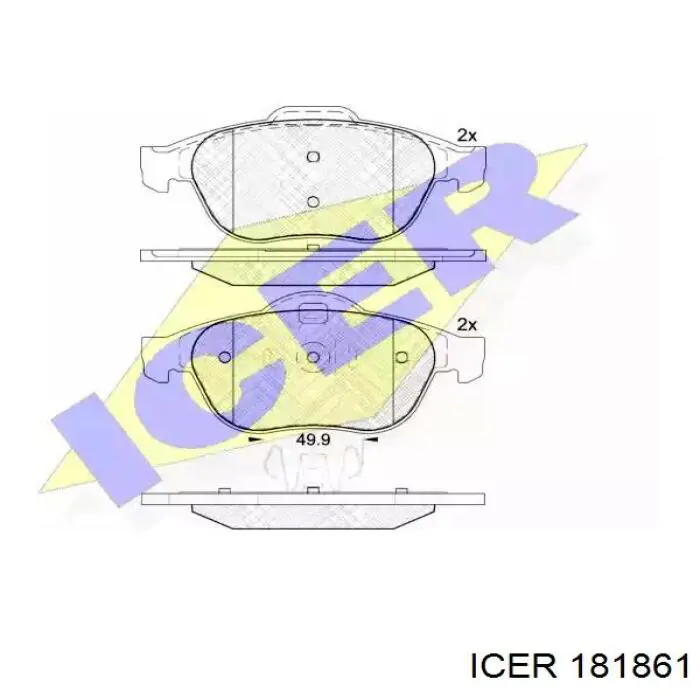 181861 Icer колодки тормозные передние дисковые