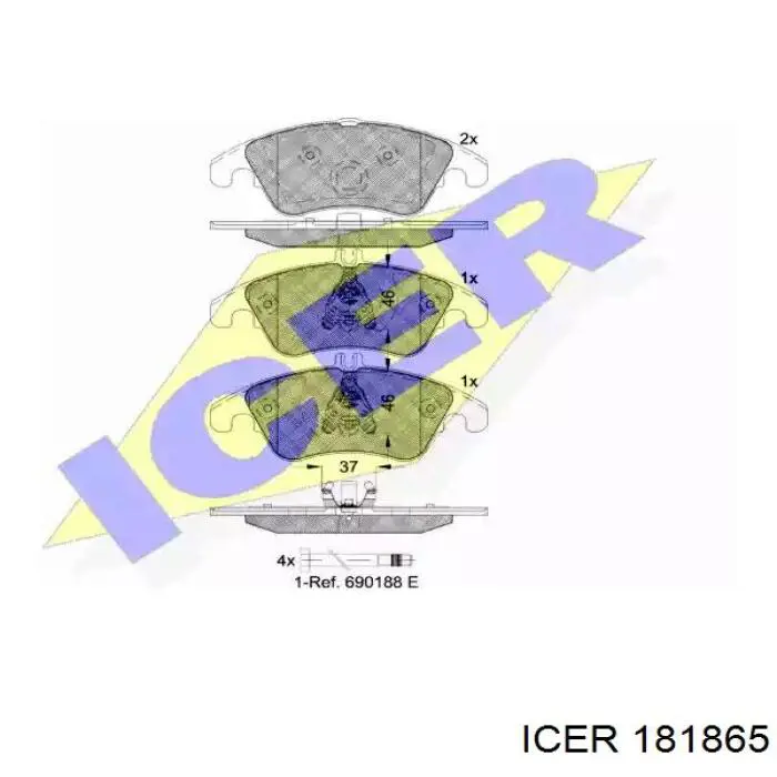 181865 Icer колодки тормозные передние дисковые