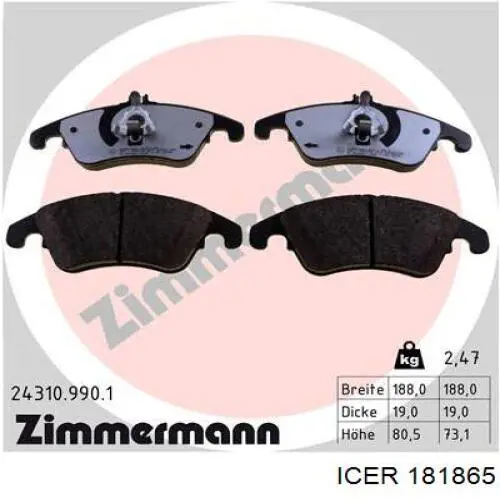 Колодки Icer 181865 цена, от 49.93 USD