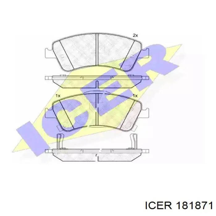 181871 Icer колодки тормозные передние дисковые