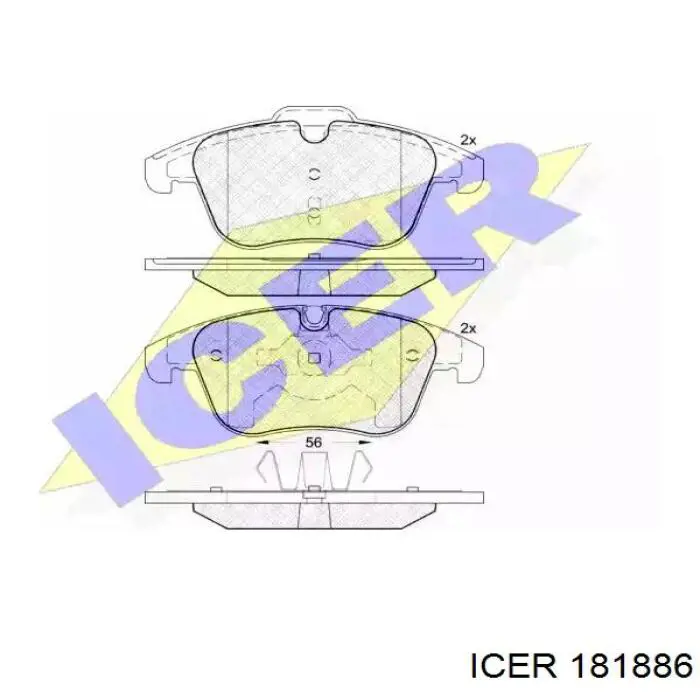 181886 Icer колодки тормозные передние дисковые