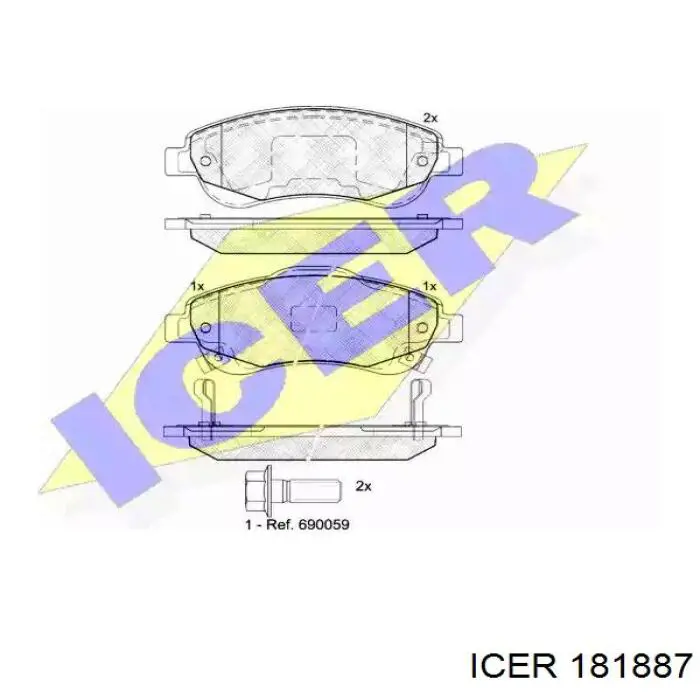 181887 Icer колодки тормозные передние дисковые
