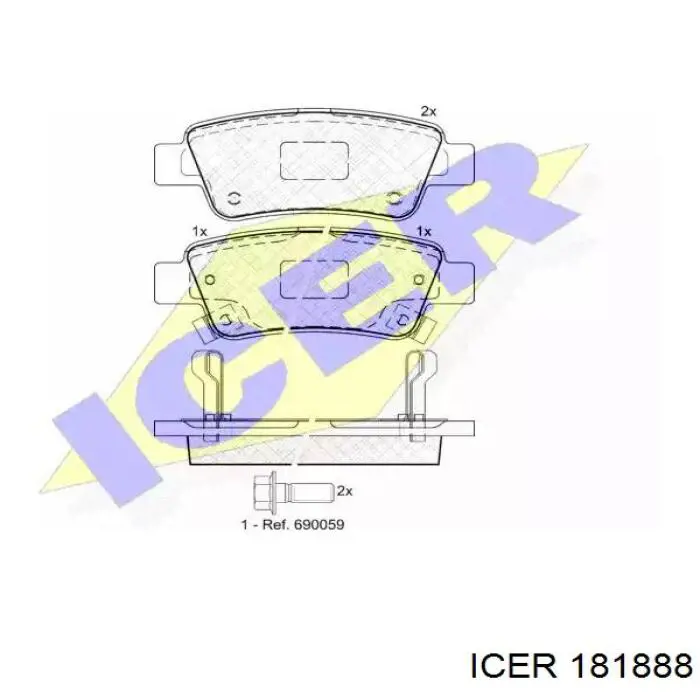 Задние тормозные колодки 181888 Icer