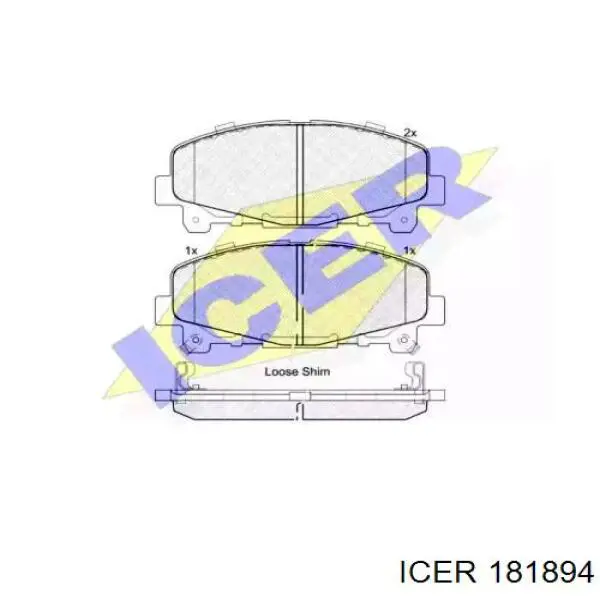 181894 Icer колодки тормозные передние дисковые