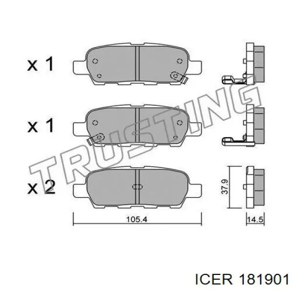 Pastillas de freno traseras 181901 Icer