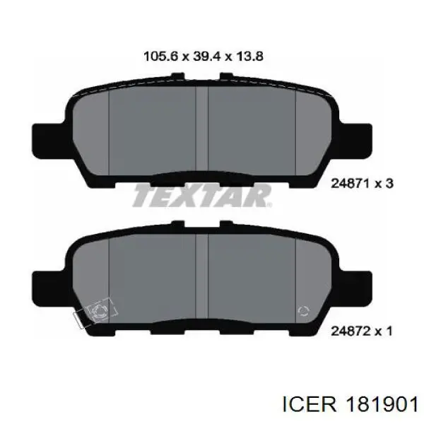 Задние тормозные колодки 181901 Icer