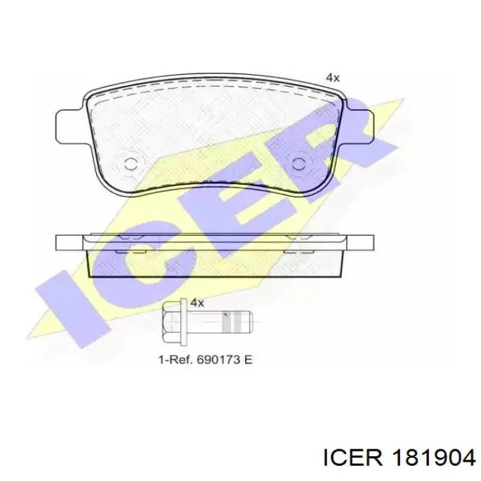 Задние тормозные колодки 181904 Icer