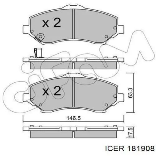 Передние тормозные колодки 181908 Icer