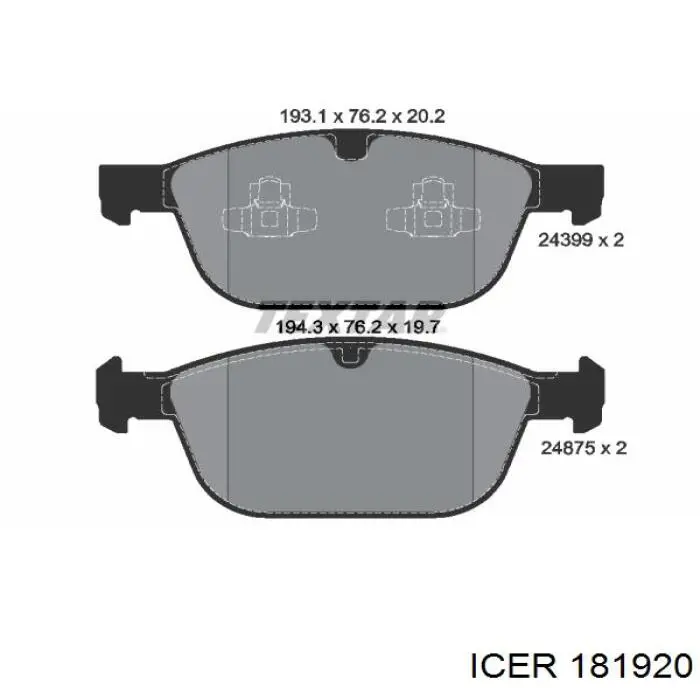 Передние тормозные колодки 181920 Icer