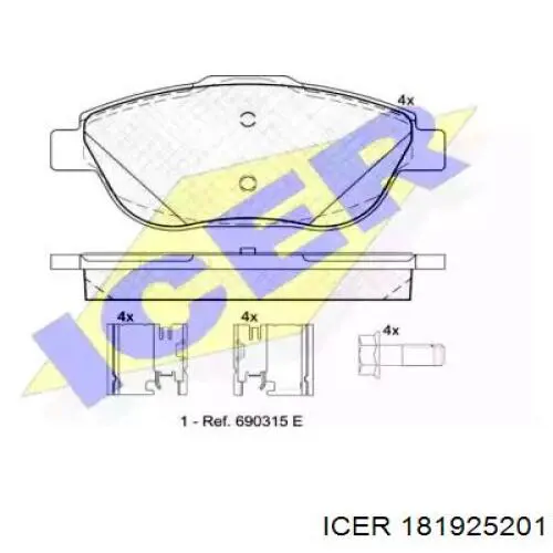 Передние тормозные колодки 181925201 Icer