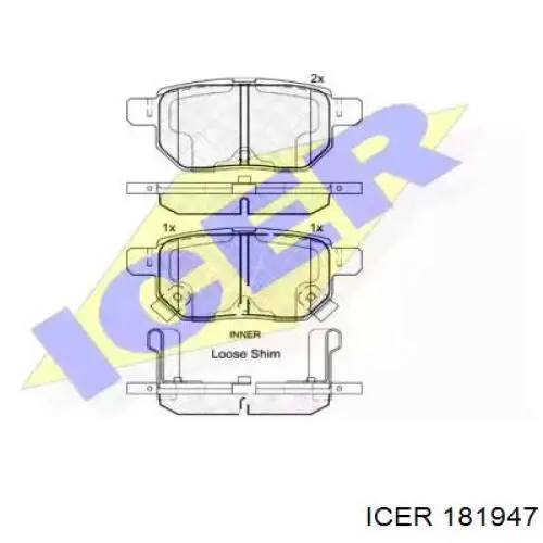 Задние тормозные колодки 181947 Icer