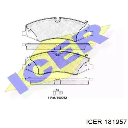 Передние тормозные колодки 181957 Icer