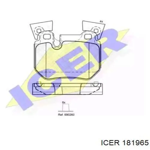 181965 Icer колодки тормозные задние дисковые