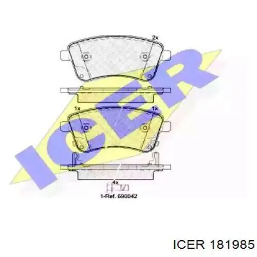 Передние тормозные колодки 181985 Icer