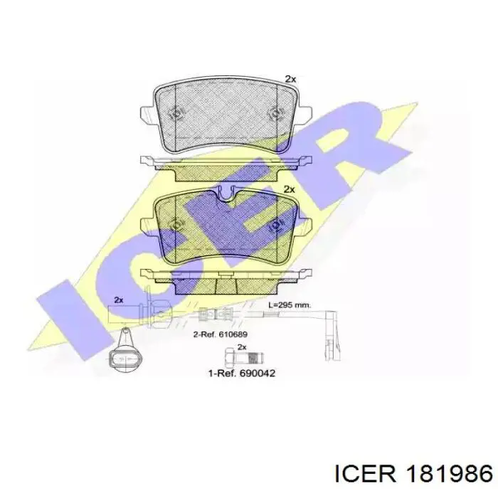 Задние тормозные колодки 181986 Icer