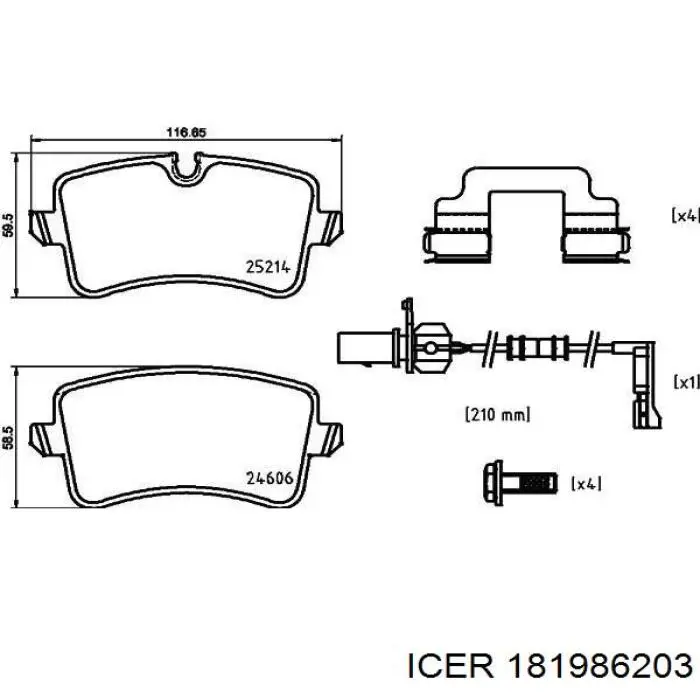 Купить 181986203 Icer Колодки тормозные задние, дисковые