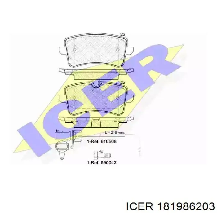 Задние тормозные колодки 181986203 Icer