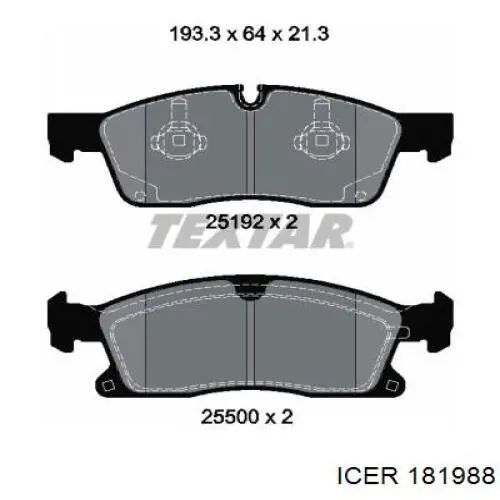 Передние тормозные колодки 181988 Icer