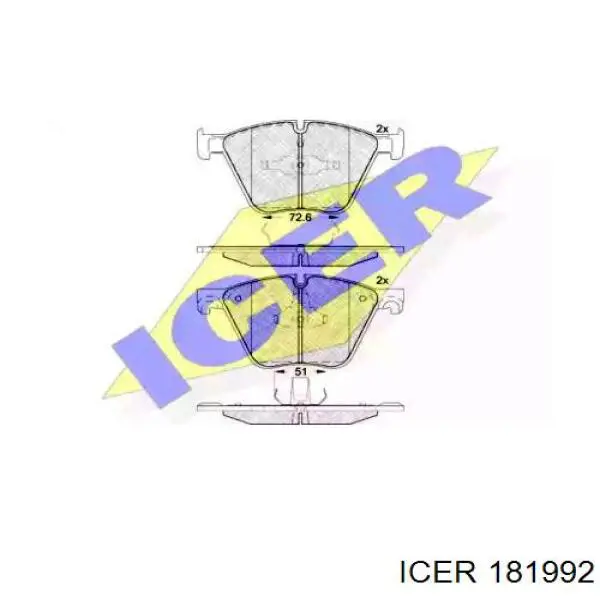 181992 Icer колодки тормозные передние дисковые