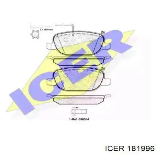 Задние тормозные колодки 181996 Icer