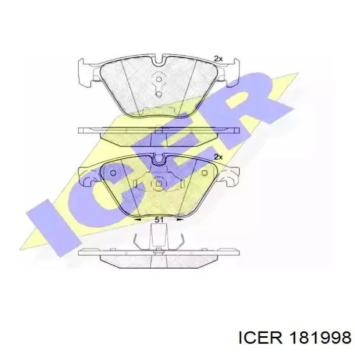 181998 Icer колодки тормозные передние дисковые
