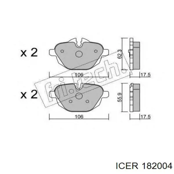 Купить 182004 Icer Колодки тормозные задние, дисковые