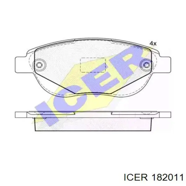 182011 Icer колодки тормозные передние дисковые