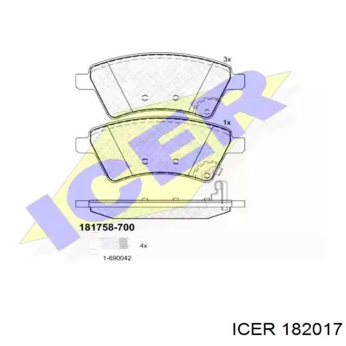 182017 Icer Колодки тормозные дисковые комплект