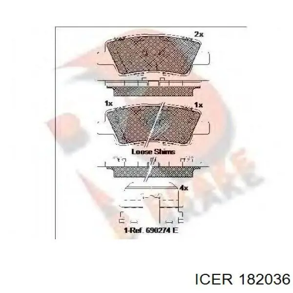 Купить 182036 Icer Колодки тормозные задние, дисковые