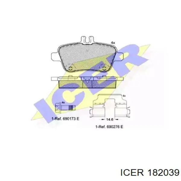 Задние тормозные колодки 182039 Icer